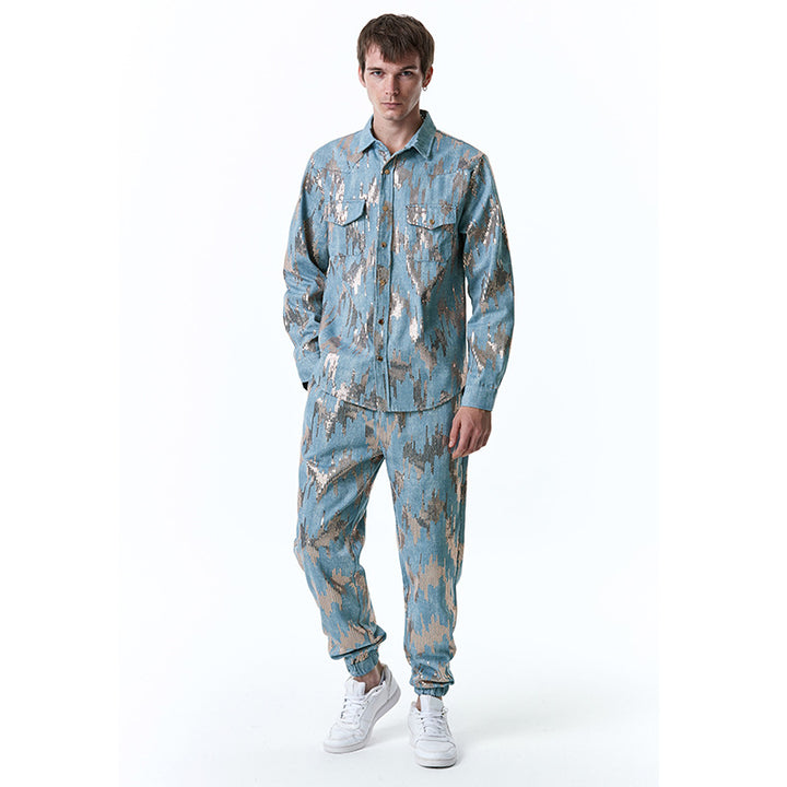Herren Designer-Jogginganzug mit glitzerndem Muster Aliams