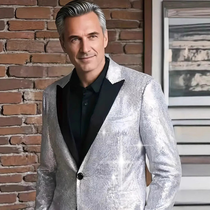 Herren glitzernder Paillettenblazer mit modernem Schnitt und elegantem Revers Aliams