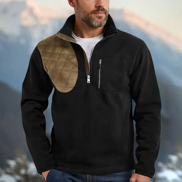 Herren Stepppullover mit hochwertiger Halbdurchgängiger Reißverschluss und Taschen Aliams