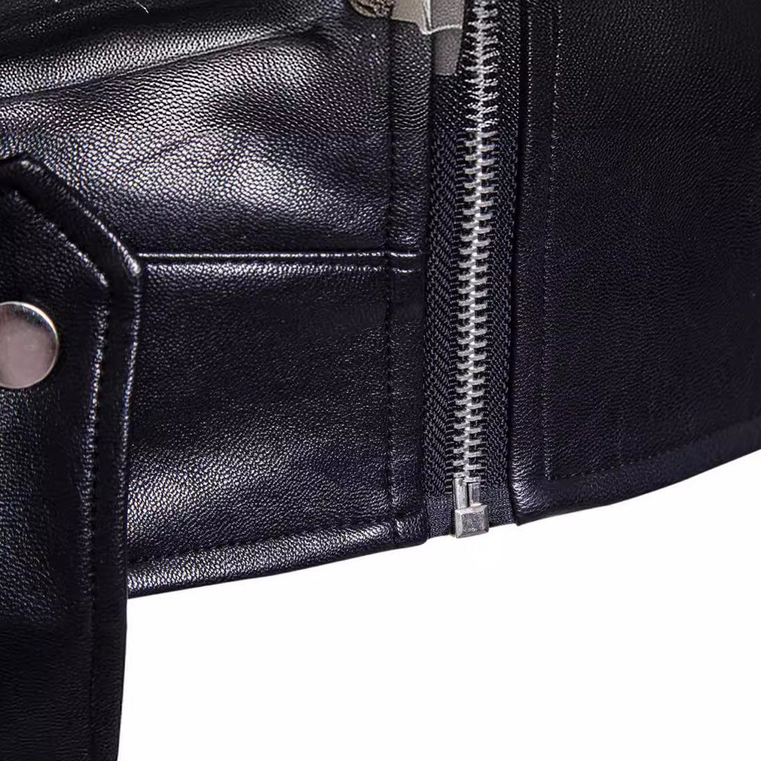 Herren Bikerjacke aus hochwertigem Leder mit innovativen Steppdetails Aliams