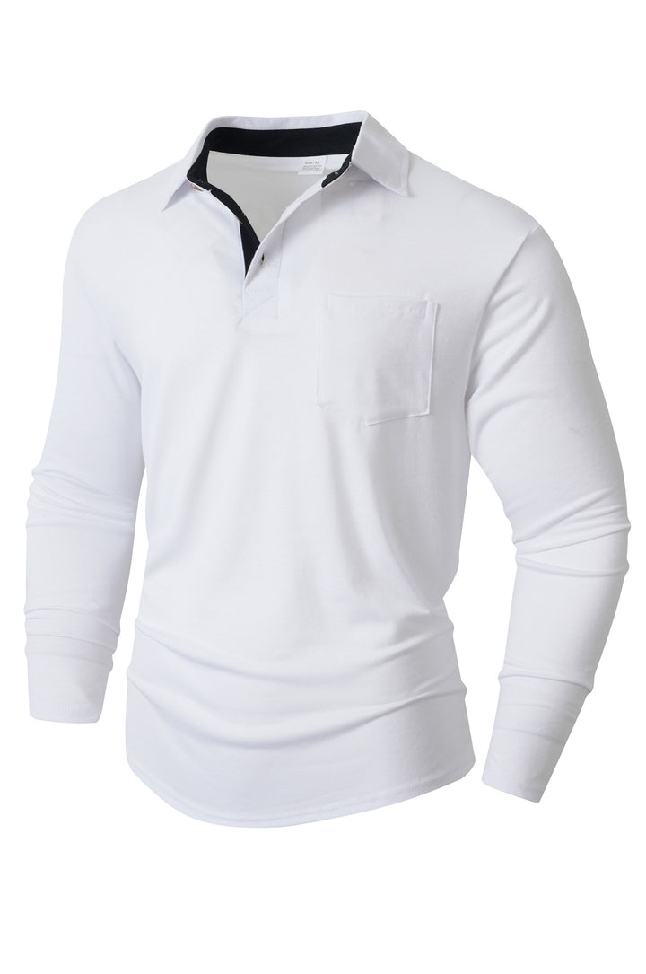Herren elegantes Langarm Poloshirt mit modernem Kragen und leichtem Stretch Aliams