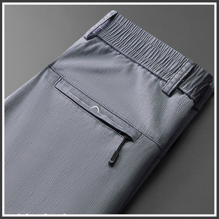 Herren bequeme Stretch-Hose mit elastischem Bund und seitlichen Reißverschlusstaschen Aliams