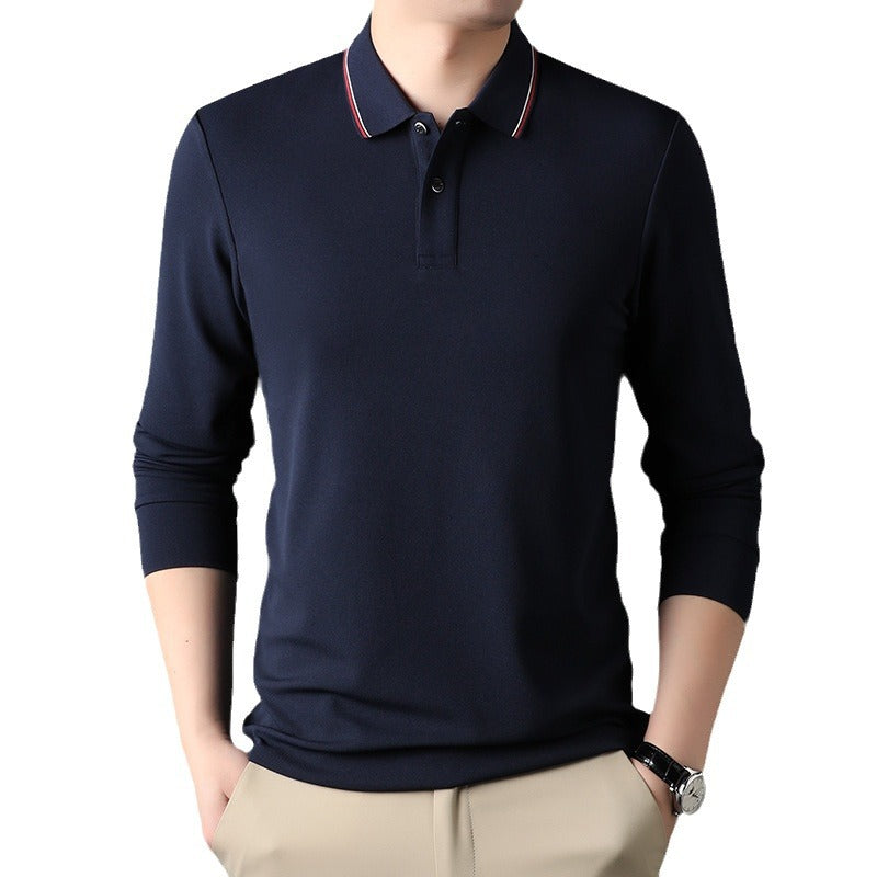 Herren elegantes Langarm-Polo mit modernem Kragen und stylischen Akzenten Aliams