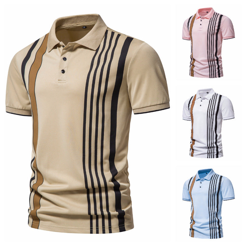 Herren Poloshirt mit modernen Streifen und atmungsaktiven Eigenschaften Aliams