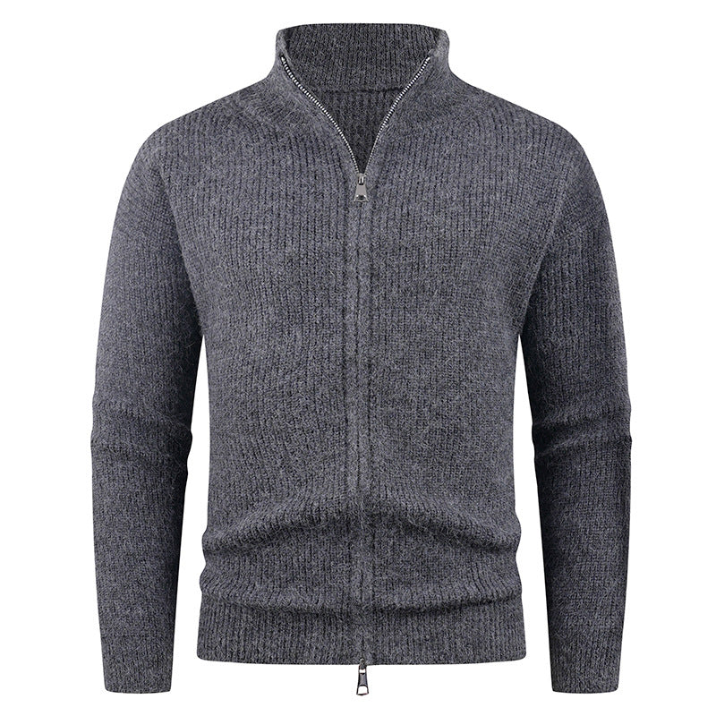 Herren Strickpullover mit modernem Reißverschluss und strukturierter Textur Aliams