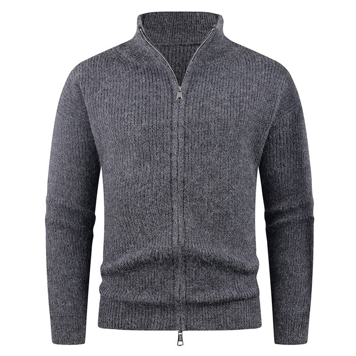 Herren Strickpullover mit modernem Reißverschluss und strukturierter Textur Aliams