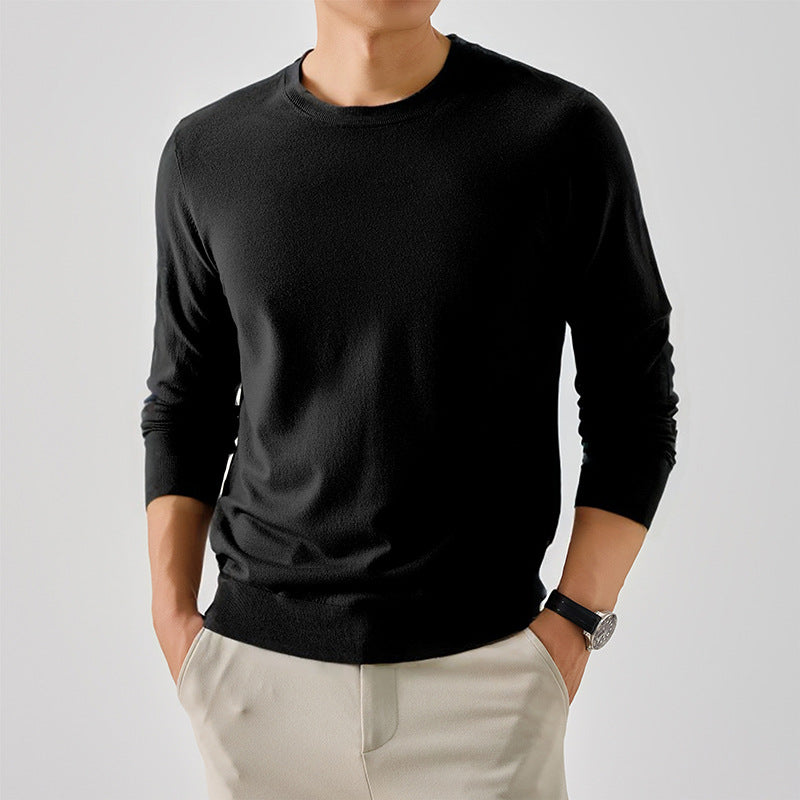 Herren Klassischer Rundhalspullover aus feiner Wolle Aliams