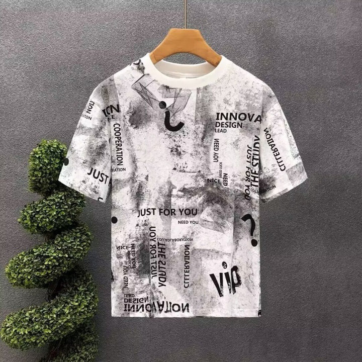 Herren T-Shirt mit kreativem Druckdesign und lockerer Passform Aliams