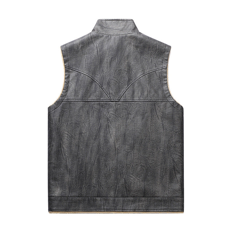 Herren gesteppte Lammfellweste mit modernen Reißverschlusstaschen Aliams