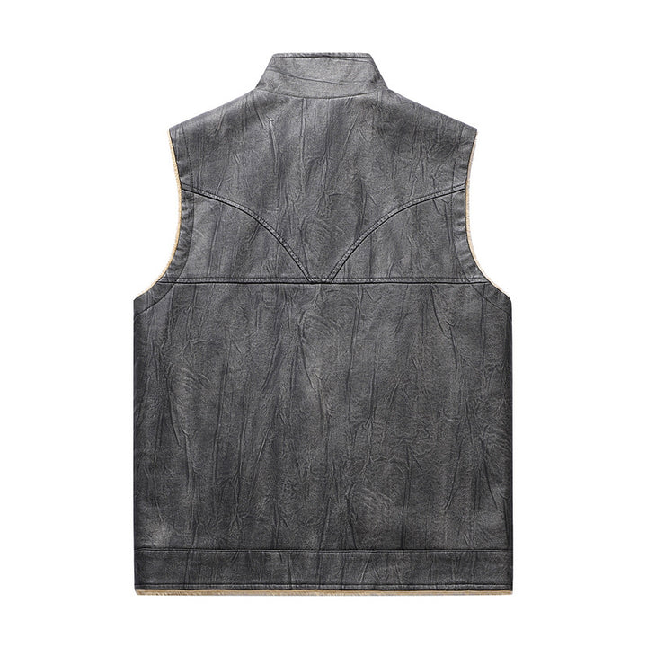 Herren gesteppte Lammfellweste mit modernen Reißverschlusstaschen Aliams