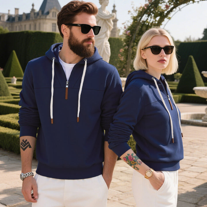 Herren Fleece Hoodie mit modernem Reißverschluss und Kängurutasche Aliams