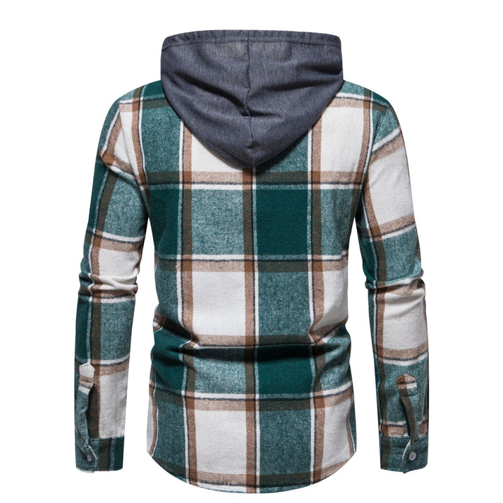 Herren Karo-Hemd mit Kapuze und Button-Down-Verschluss Aliams