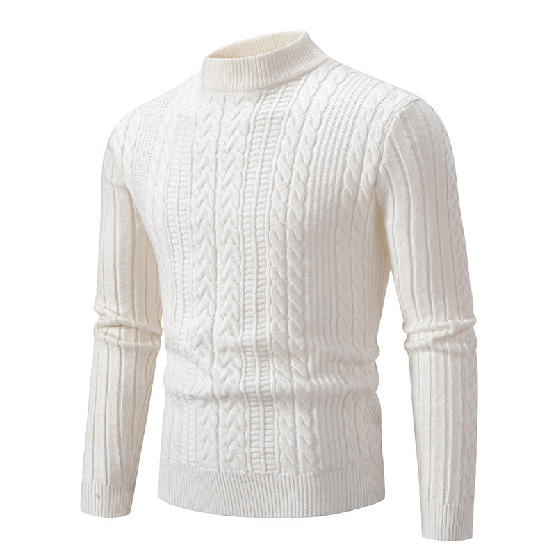 Herren eleganter Rollkragenpullover mit tiefem Zopfmuster und moderner Passform Aliams