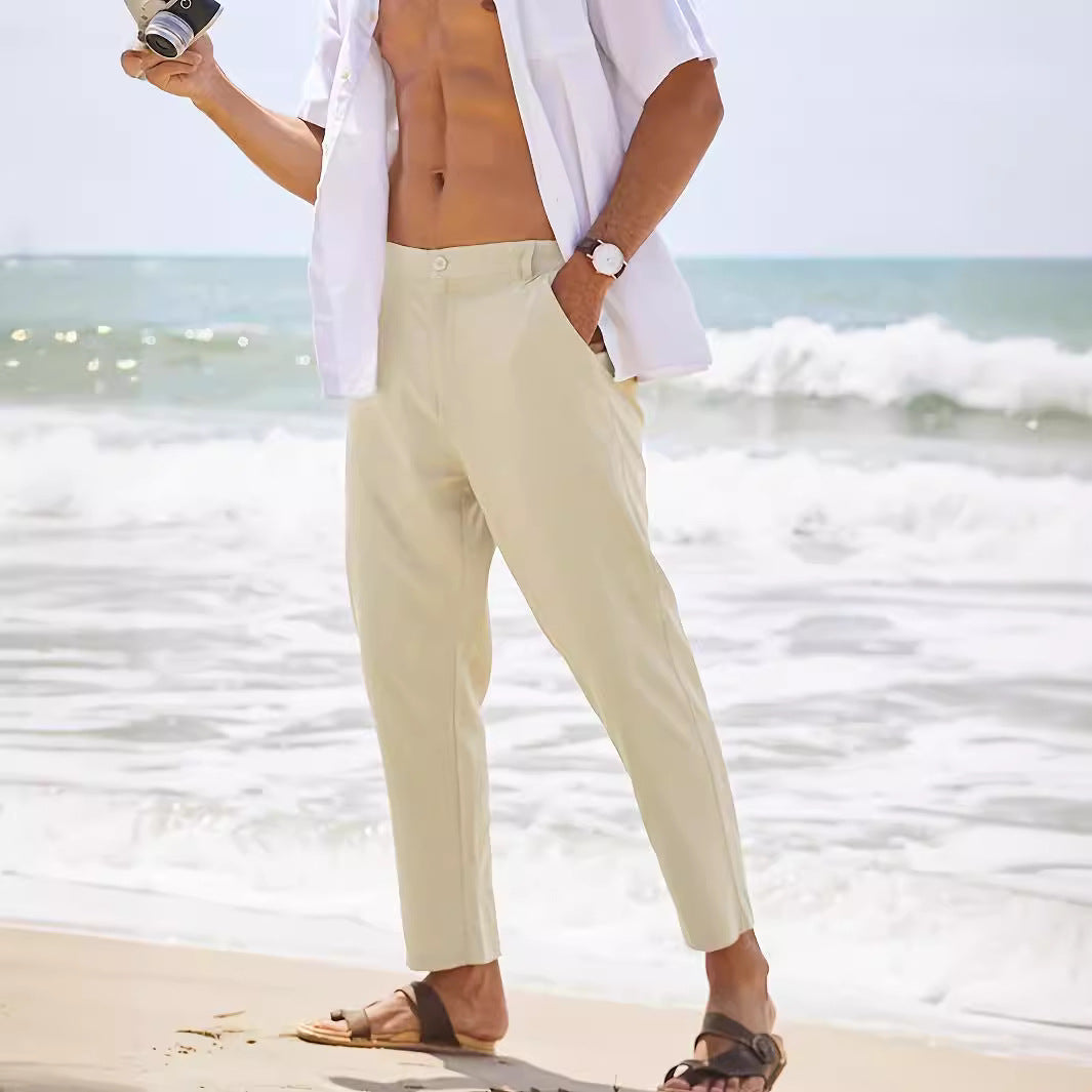 Herren Freizeit-Hose aus leichtem Baumwoll-Mix mit komfortablem Schnitt Aliams