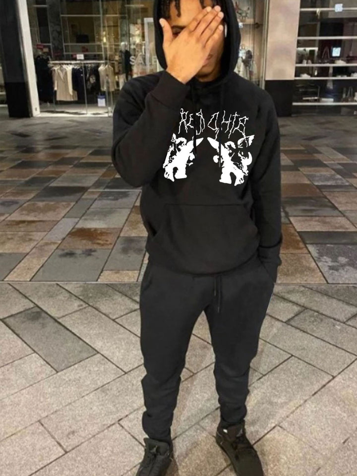 Herren Sportliches Hoodie und Jogginghose Set mit kreativem Grafikdesign Aliams