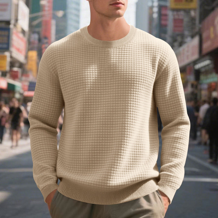Herren warmer Pullover mit strukturiertem Gewebe und Rundhalsausschnitt Aliams