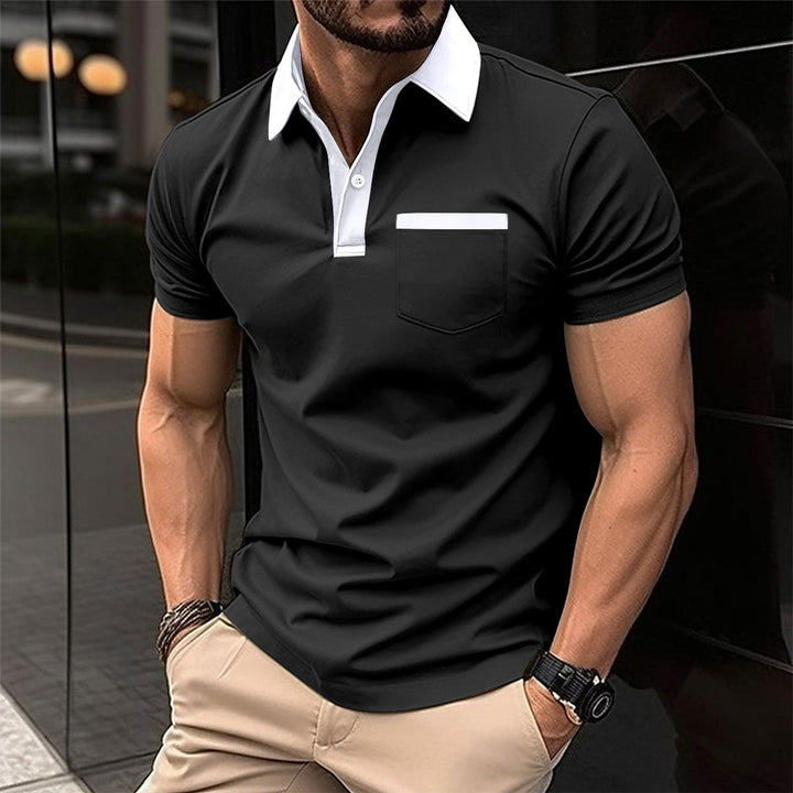 Herren Poloshirt mit modernem Kontrastkragen und praktischer Brusttasche Aliams