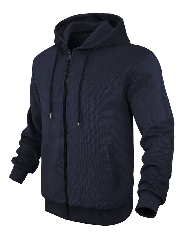 Herren funktionale Kapuzenjacke mit Reißverschluss und atmungsaktiver Netzstruktur Aliams