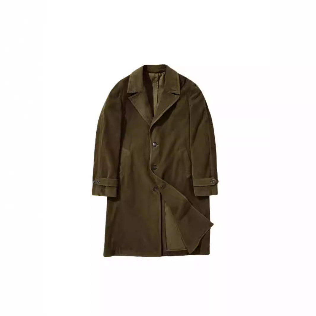 Herren eleganter Langmantel mit schmalem Schnitt und stilistischen Details Aliams