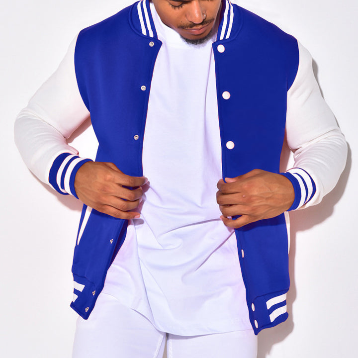 Herren sportliche Collegejacke mit gestreiften Ärmelbündchen und praktischen Knöpfen Aliams