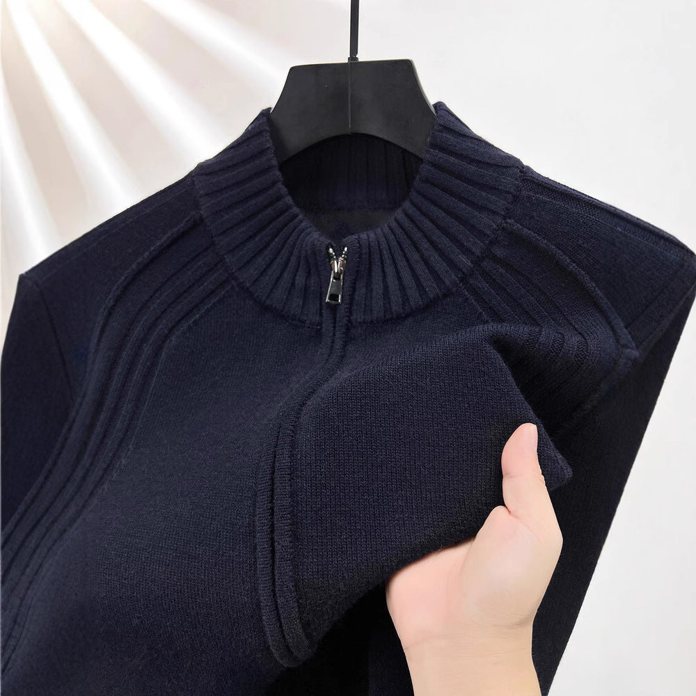 Herren Strickjacke mit Reißverschluss und hohen Kragen Aliams