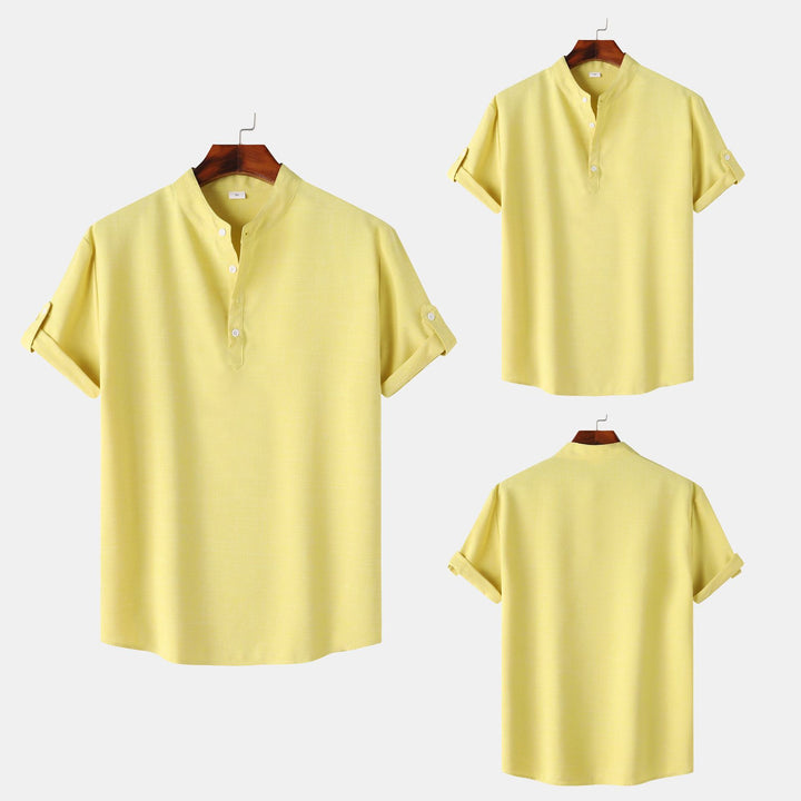 Herren Kurzarm-Hemd im lässigen Henley-Stil mit praktischen Knopfdetails Aliams