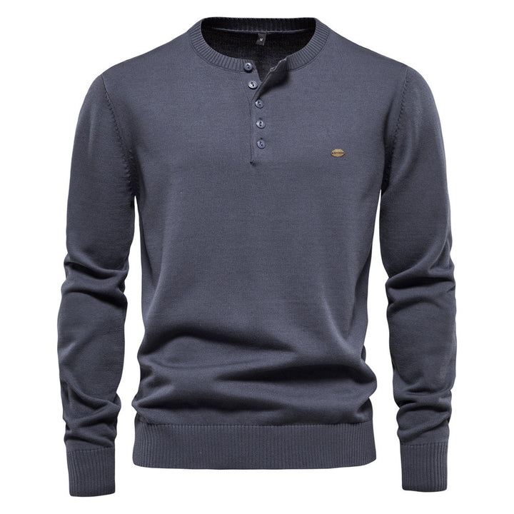 Herren Strickpullover mit modernem Henley-Ausschnitt und feiner Struktur Aliams