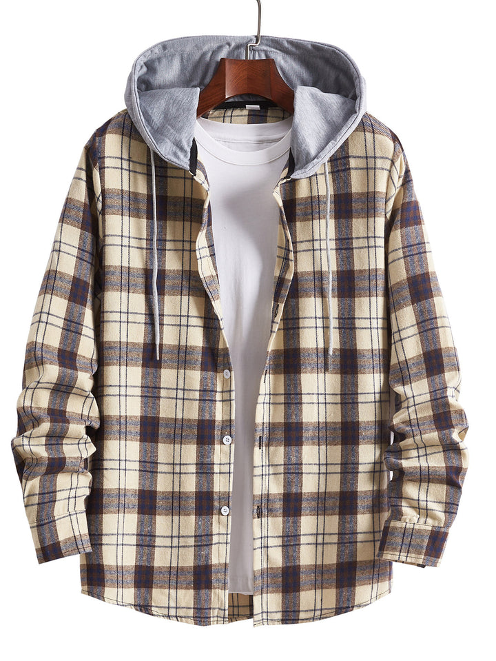 Herren Hemd mit integrierter Kapuze und Karomuster Aliams