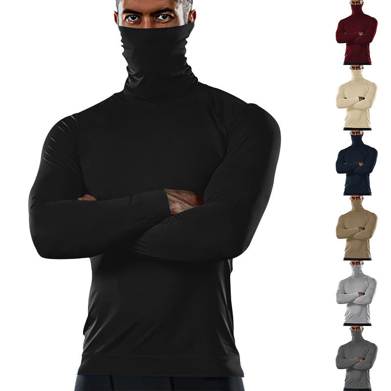 Herren Funktions-Langarmshirt mit Stehkragen und flexibel anpassbarem Mundschutz Aliams