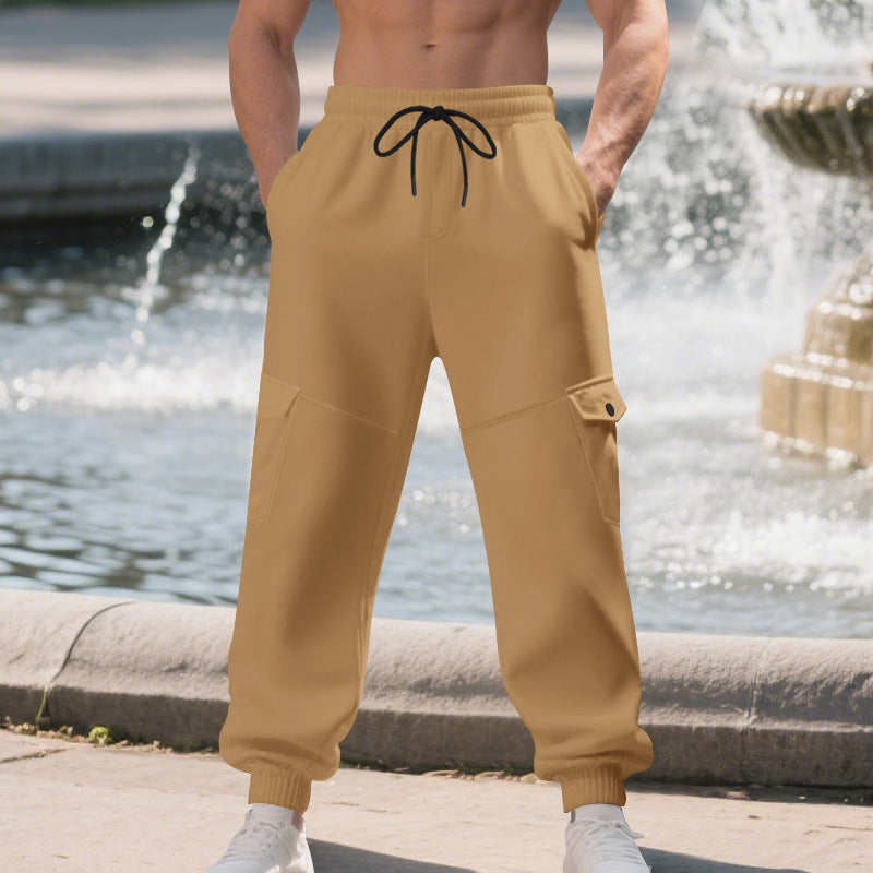 Herren Sportliche Cargo-Jogginghose mit Taschen und elastischem Bund Aliams