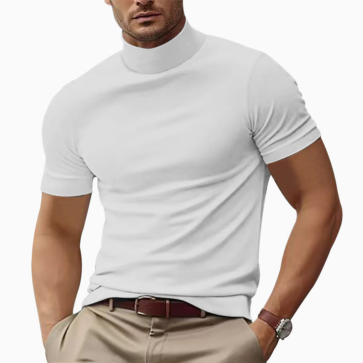 Herren Kurzarm Turtleneck T-Shirt Aliams