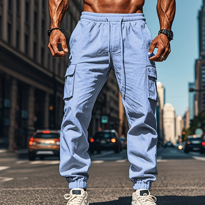 Herren Cargo-Hose mit seitlichen Taschen und elastischem Bund Aliams