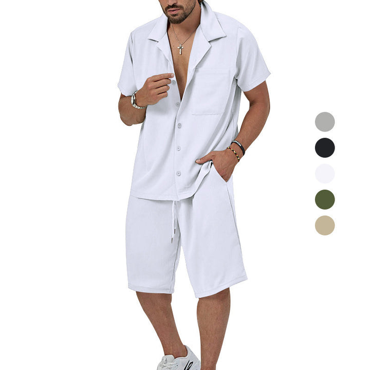 Herren Sommerliches Freizeit-Set mit Kurzarmhemd und lässigen Shorts Aliams