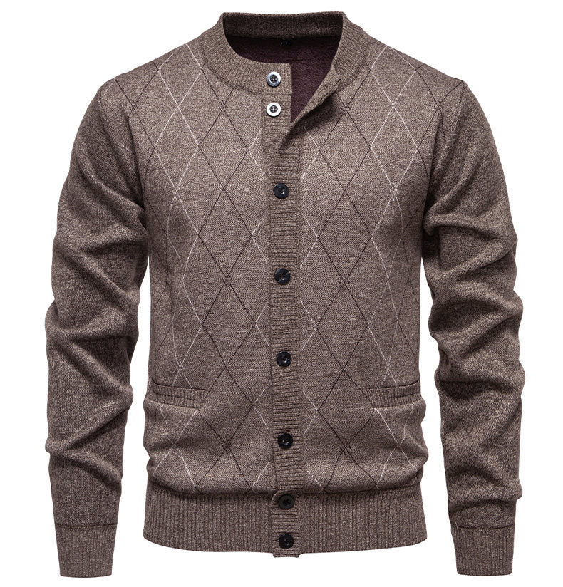 Herren stylische Strickjacke mit diamantförmigem Muster Aliams