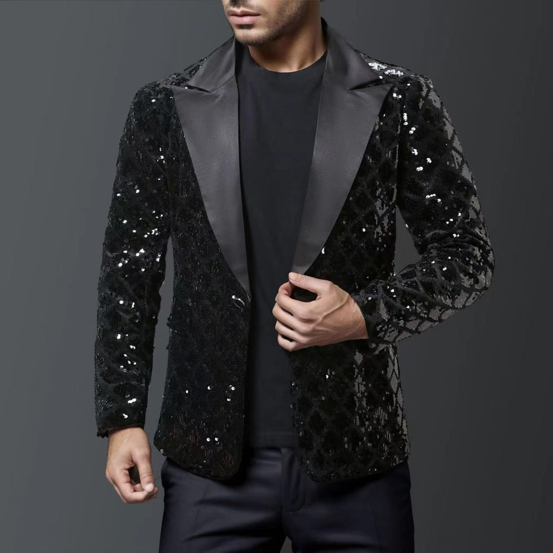 Herren glitzernder Smokingblazer mit luxuriösen Paillettenmustern Aliams