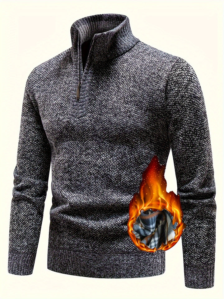 Herren Fleece-Pullover mit hohem Kragen und strukturierter Oberfläche Aliams