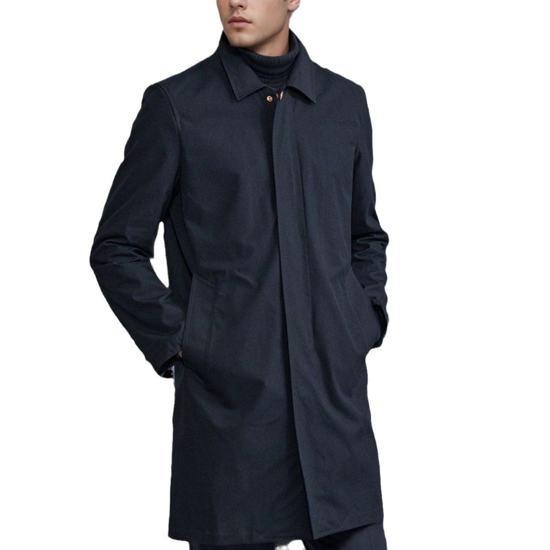 Herren eleganter Übergangsmantel mit praktischem Stehkragen und versteckten Taschen Aliams