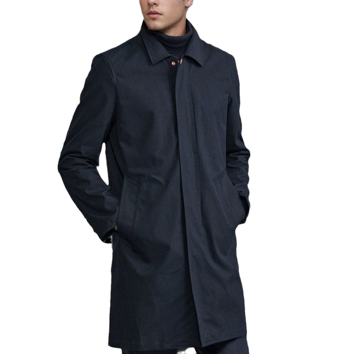 Herren eleganter Übergangsmantel mit praktischem Stehkragen und versteckten Taschen Aliams