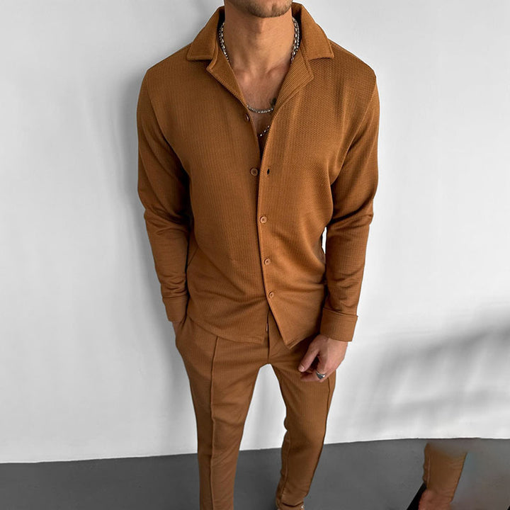 Herren elegantes langärmliges Hemd mit strukturiertem Design Aliams