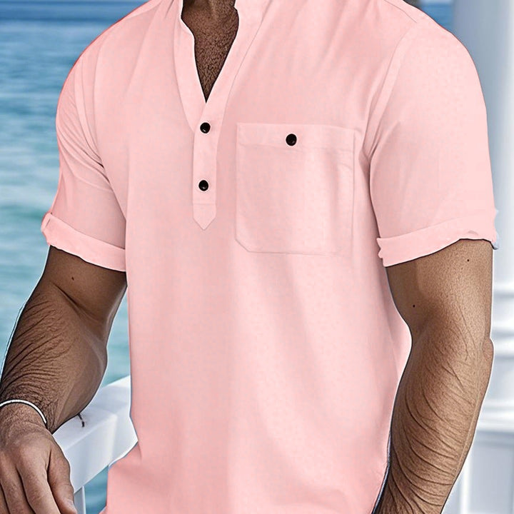 Herren Freizeit Kurzarm Hemd mit Knopfverschluss Aliams
