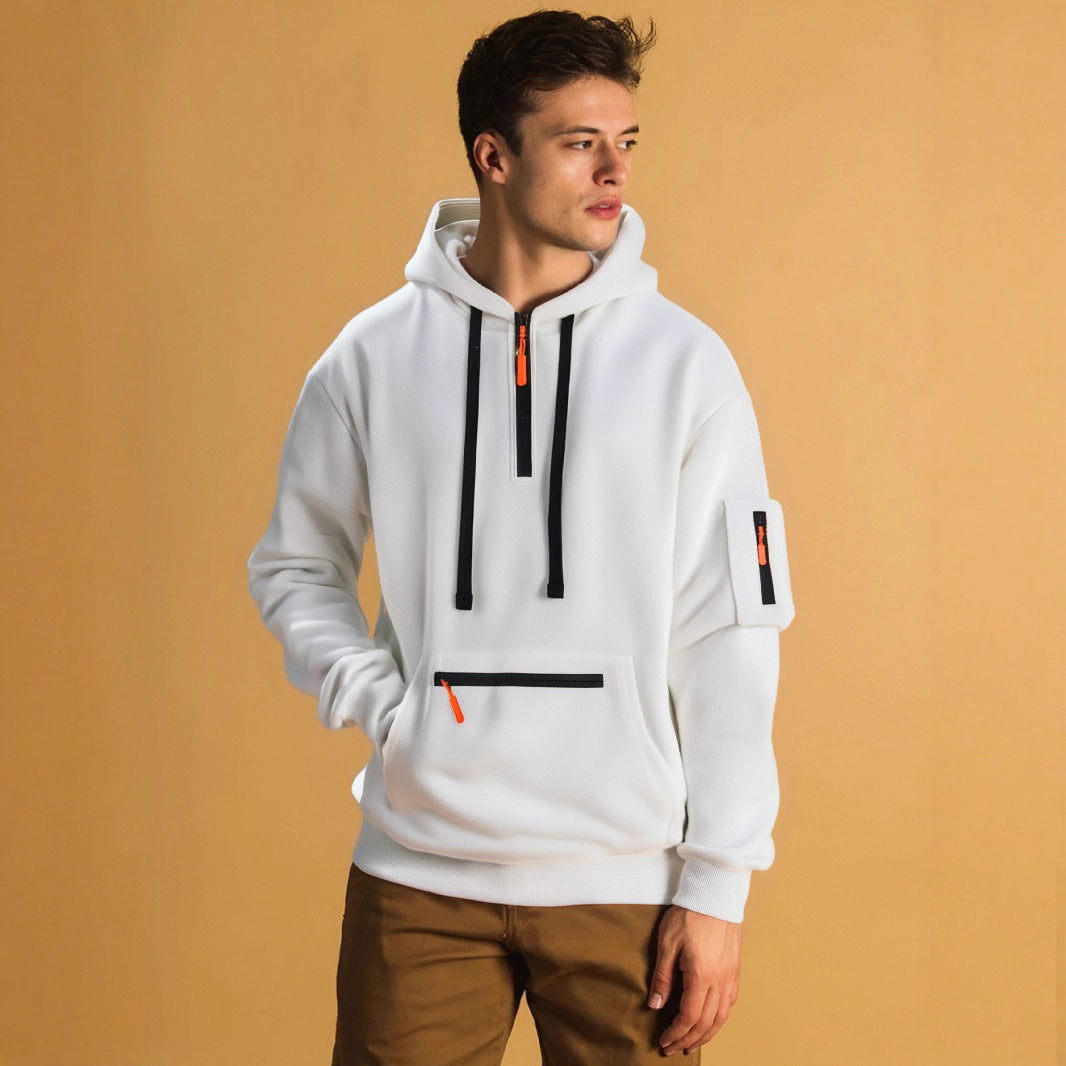 Herren sportlicher Hoodie mit praktischen Taschen und modischem Reißverschluss Aliams
