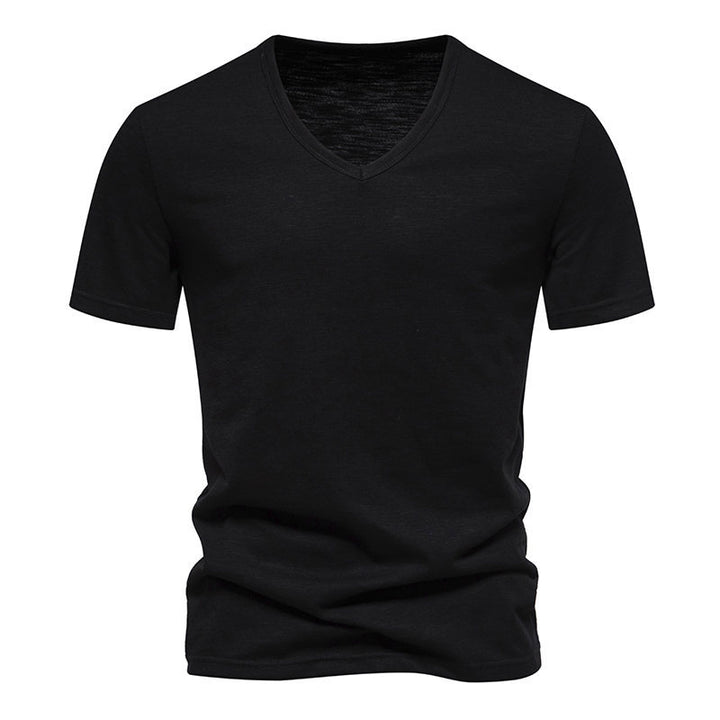 Herren V-Ausschnitt T-Shirt aus atmungsaktiver Baumwolle mit komfortablem Sitz Aliams