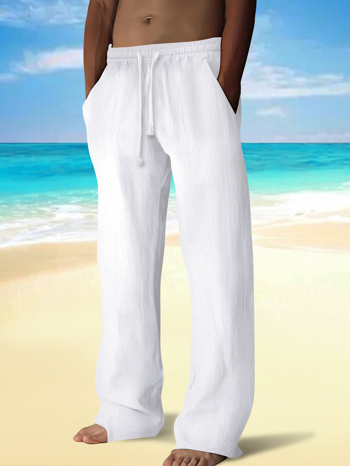 Herren bequeme Strandhose mit elastischem Bund und seitlichen Taschen Aliams