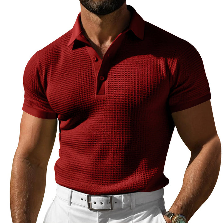 Herren Poloshirt mit strukturiertem Gewebe und modernen Knopfdetails Aliams