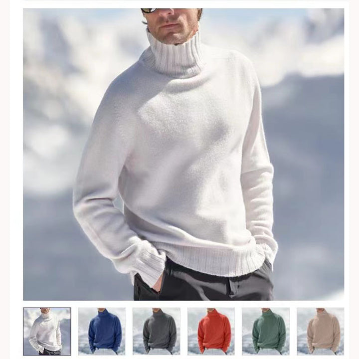 Herren Rollkragenpullover aus hochwertiger Wolle mit strukturierten Details Aliams
