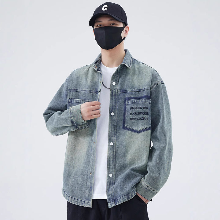 Herren Jeanshemd mit modernem Design und einzigartigen Schriftzügen Aliams