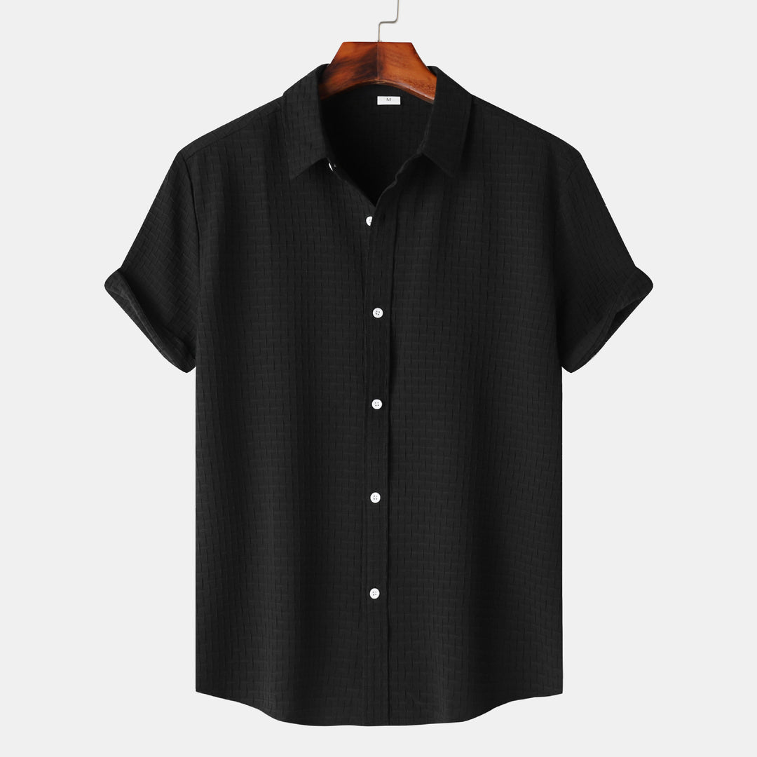 Herren Kurzarmhemd aus atmungsaktivem Strukturstoff mit eleganter Knopfleiste Aliams