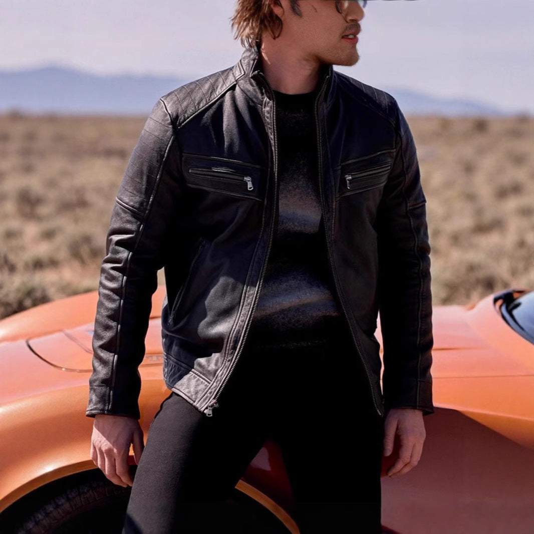 Herren Bikerjacke mit Stepp-Design und praktischen Taschen Aliams