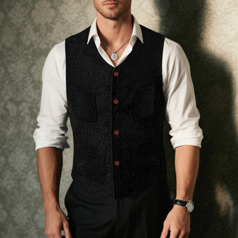 Herren klassische Weste mit praktischen Taschen und modischen Details Aliams
