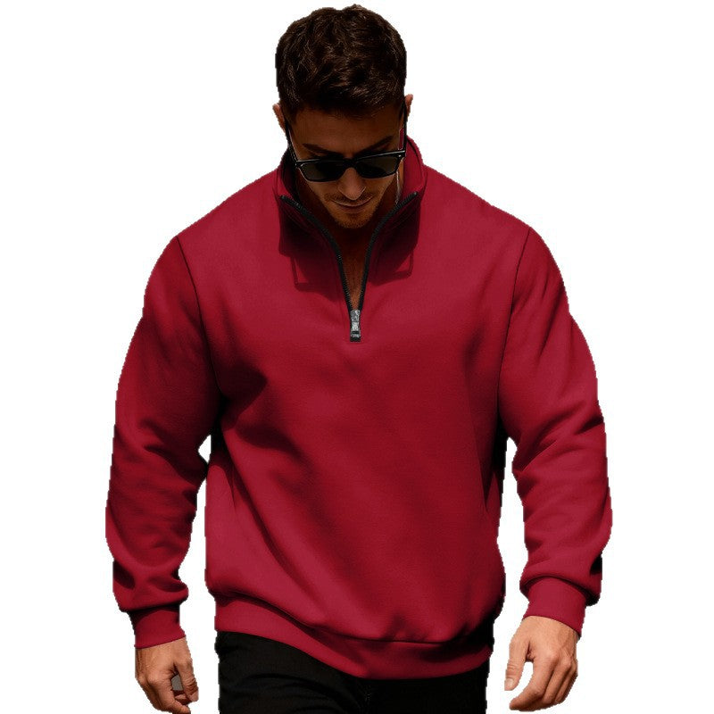 Herren Sweatpullover mit hohem Kragen und Reißverschluss Aliams